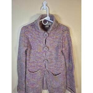 Free People Sz M Wool Blend Chunky Knit Big Buttons Cardigan Duster